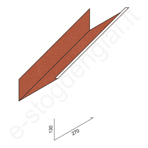 Viršutinis kamino sijonas 0,50 mm, 130x270 mm, L=2 m, Matinis Molio (RAL 8004), vnt