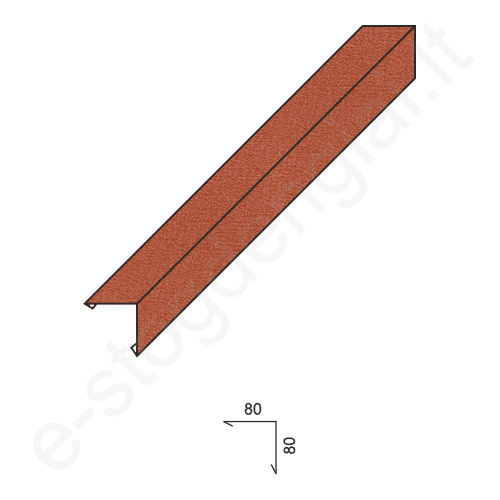 Išorinis kamino kampas 0,50 mm, 80x80 mm, L=2 m, Matinis Molio (RAL 8004), vnt