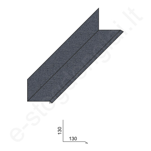 Vidinis kampas 0,50 mm, 130x130 mm, L=2 m, Matinis Antracito (RAL 7016), vnt