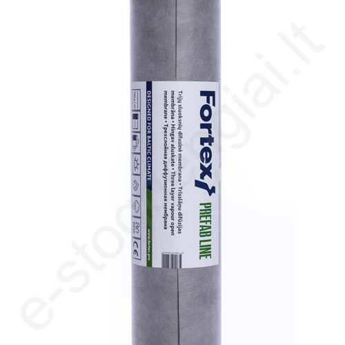 Difuzinė plėvelė Fortex Prefab Line Basic, 3 sl, 120 g/m², 150 m²/rul