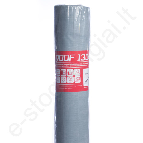 Difuzinė plėvelė Roof 130 + Tape, 3 sl, 130 g/m², 1 lipnus kraštas, 75 m²/rul