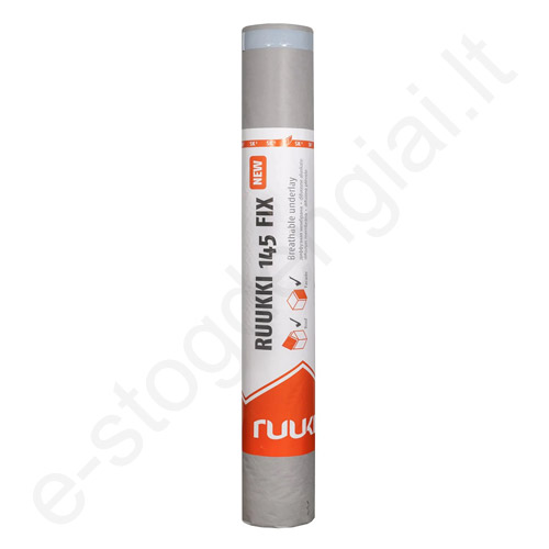 Difuzinė plėvelė Ruukki 145 FIX, 3 sl, 145 g/m², 2 lipnūs kraštai, 75 m²/rul