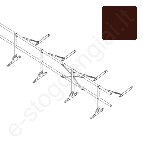 Apsauginė tvorelė Ruukki, 2 vamzdžiai, profiliuotai skardai, H=0,6 m, L=6 m, ruda, kompl