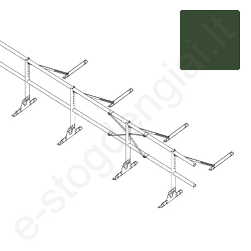 Apsauginė tvorelė Ruukki, 2 vamzdžiai, profiliuotai skardai, H=0,6 m, L=6 m, žalia, kompl