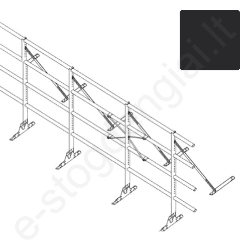 Apsauginė tvorelė Ruukki, 4 vamzdžiai, klasikinei dangai, H=1,2 m, L=6 m, antracito, kompl