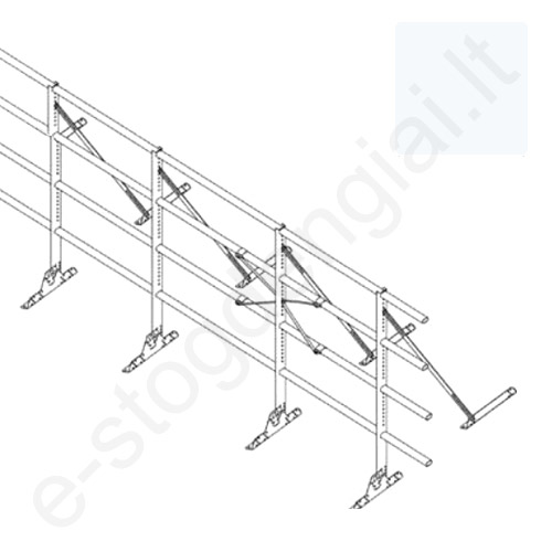 Apsauginė tvorelė Ruukki, 4 vamzdžiai, profiliuotai skardai, H=1,2 m, L=6 m, balta, kompl