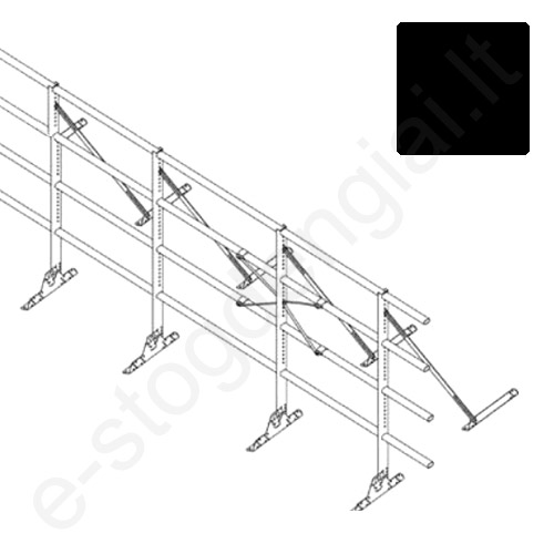 Apsauginė tvorelė Ruukki, 4 vamzdžiai, valciniams profiliams, H=1,2 m, L=6 m, juoda, kompl