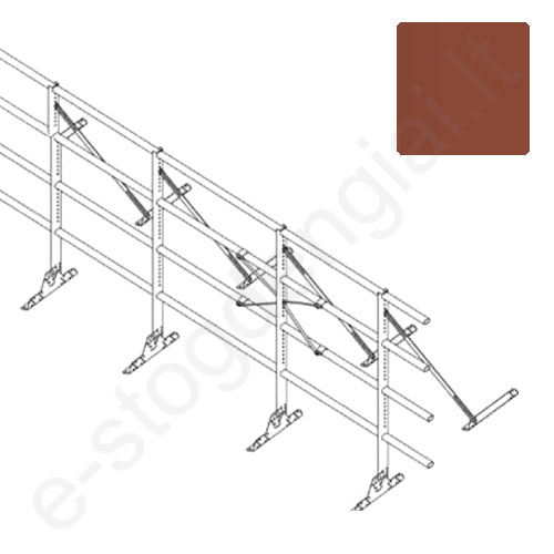 Apsauginė tvorelė Ruukki, 4 vamzdžiai, klasikinei dangai, H=1,2 m, L=6 m, molio, kompl