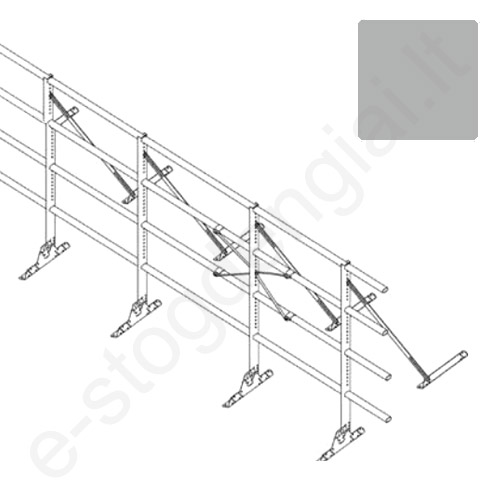 Apsauginė tvorelė Ruukki, 4 vamzdžiai, profiliuotai skardai, H=1,2 m, L=6 m, šviesi pilka, kompl