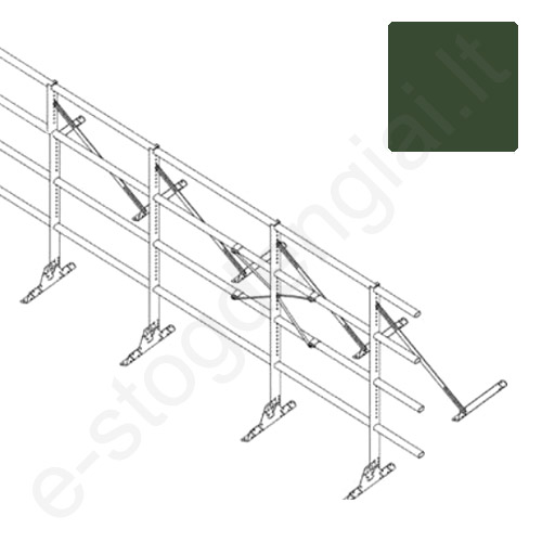 Apsauginė tvorelė Ruukki, 4 vamzdžiai, profiliuotai skardai, H=1,2 m, L=6 m, žalia, kompl