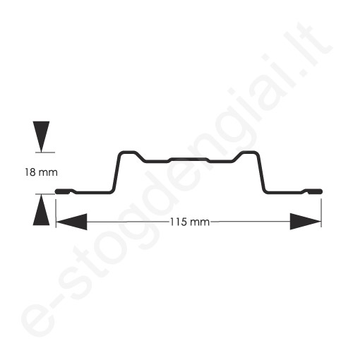 Metalinė tvoralentė Hanbud Emka 115 mm, 0,45 mm, dvipusė, Blizgi T.Pilka (RAL 7016), m