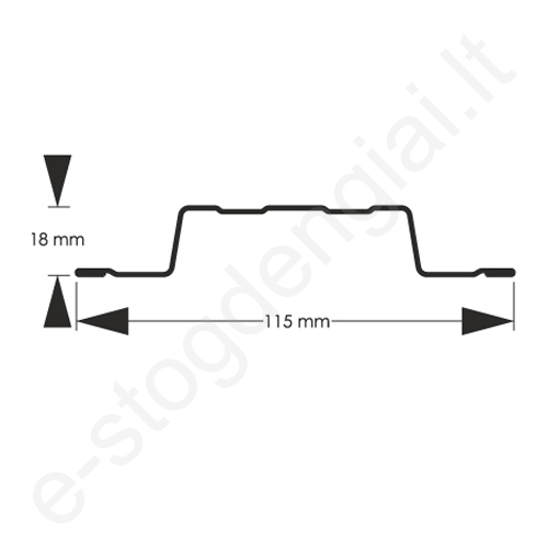 Metalinė tvoralentė Hanbud Standard 115 mm, 0,45 mm, dvipusė, Matinė Juoda (RAL 9005), m