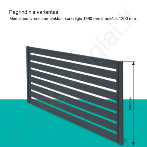 Modulinis tvoros segmentas Hornval 1200x1950 mm, Smoked grey, kompl