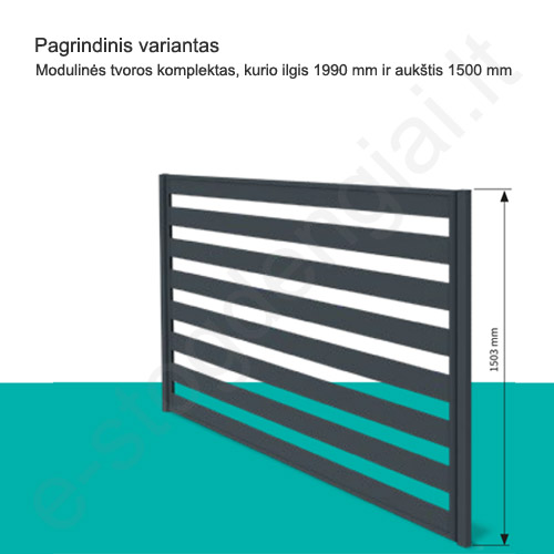 Modulinis tvoros segmentas Hornval 1500x1950 mm, Matinė Ruda (RAL 8017), kompl