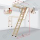 Palėpės laiptai Fakro LWK Komfort 70x100 h=2,8m mediniai KLASIKINIAI (4 segmentų)