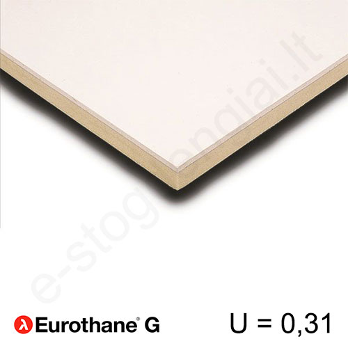 Recticel Eurothane G poliuretano plokštė su gipso kartono apdaila 1200x2600x70mm, 1vnt/3,12m²