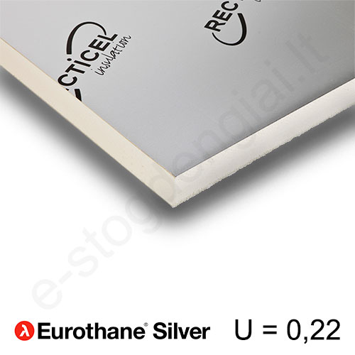 Recticel Eurothane Silver poliuretano plokštė stogui 1200x2500x100mm, 1vnt/3m²