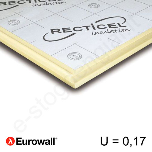Recticel Eurowall poliuretano plokštė su išdroža stogui 1200x600x130mm, 1vnt/0,72m²