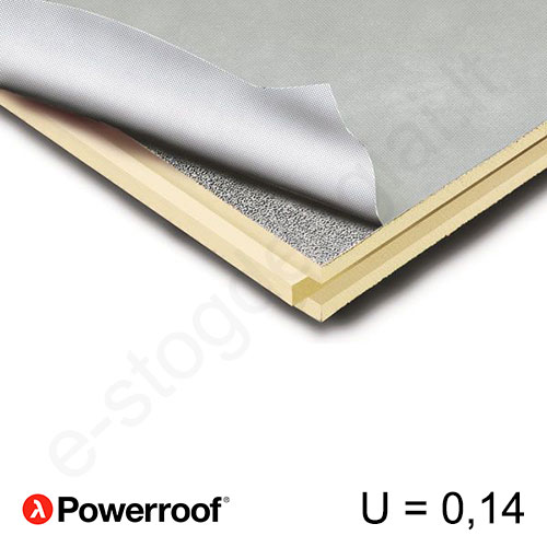 Recticel Powerroof poliuretano plokštė su išdroža stogui 1200x2500x160mm, 1vnt/3m²