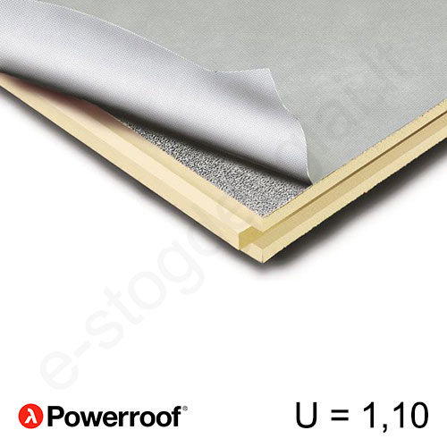 Recticel Powerroof poliuretano plokštė su išdroža stogui 1200x2500x20mm, 1vnt/3m²